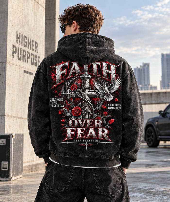 Faith Over Fear – Vintage Graphic Hoodie