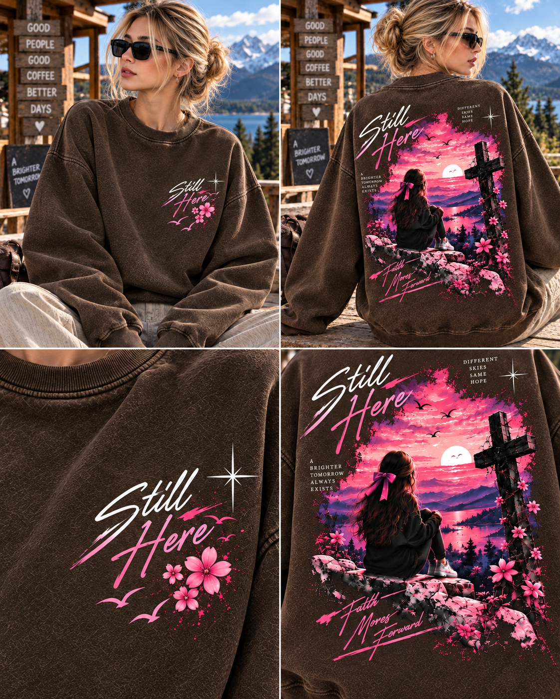 Still Here – Vintage Sunset Graphic Sweatshirt