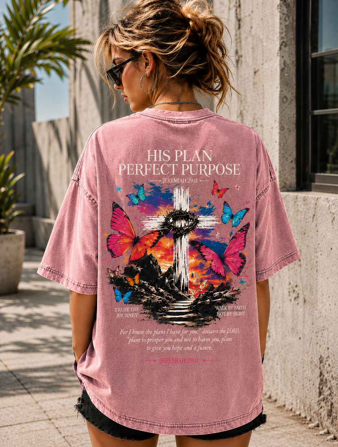 His Plan Perfect Purpose – Vintage Christian Oversized T-Shirt