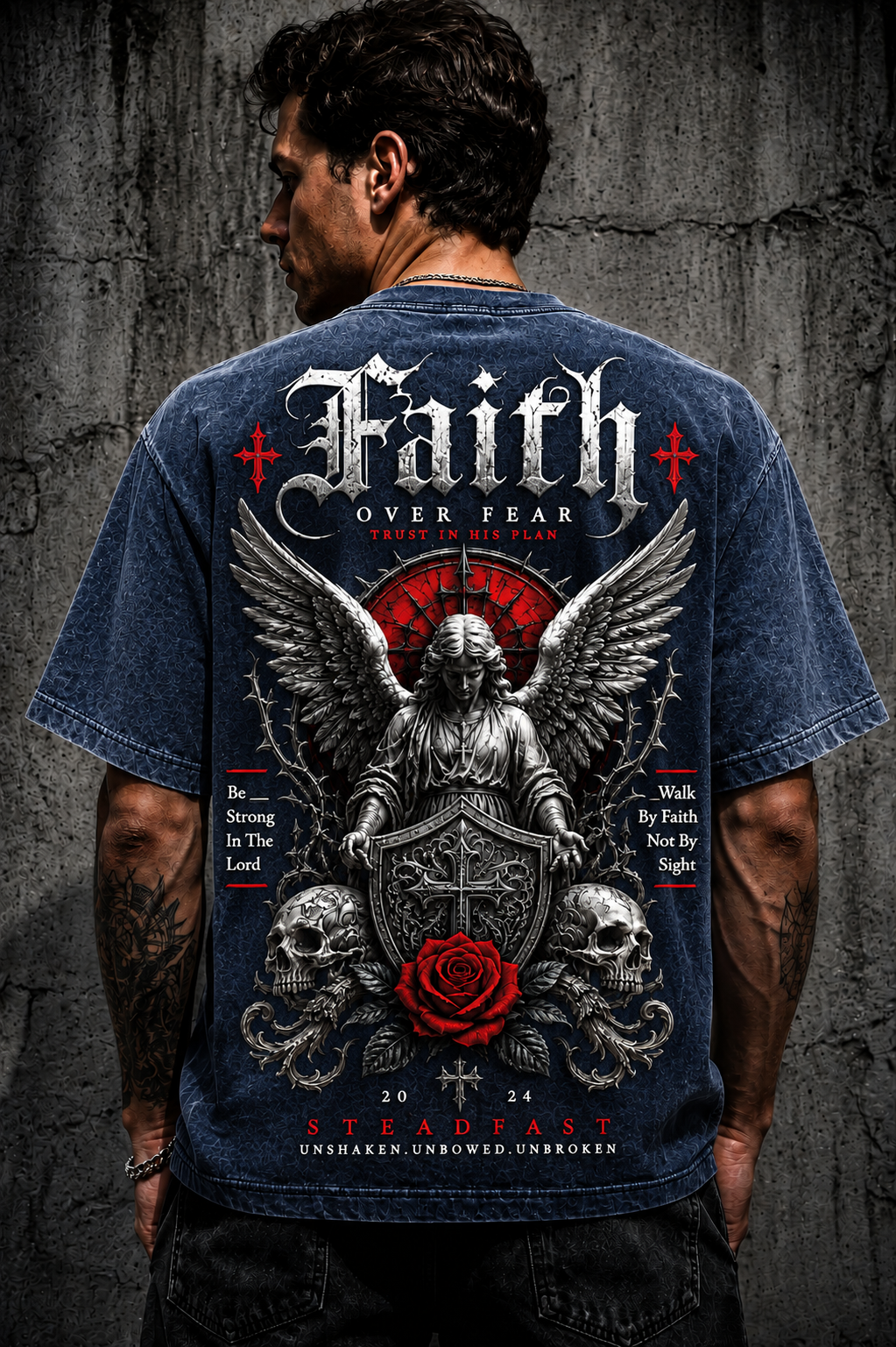 Faith Over Fear – Vintage Gothic Oversized T-Shirt