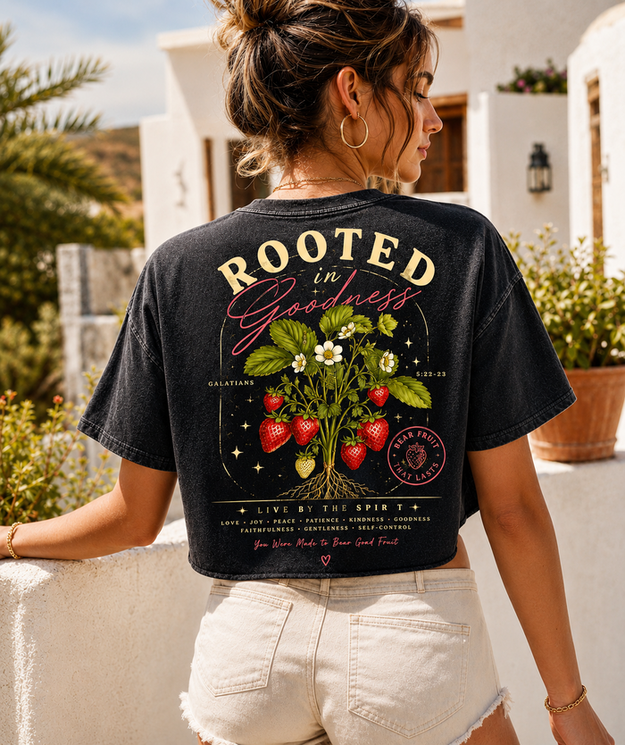 Rooted in Goodness – Vintage Strawberry Crop Tee