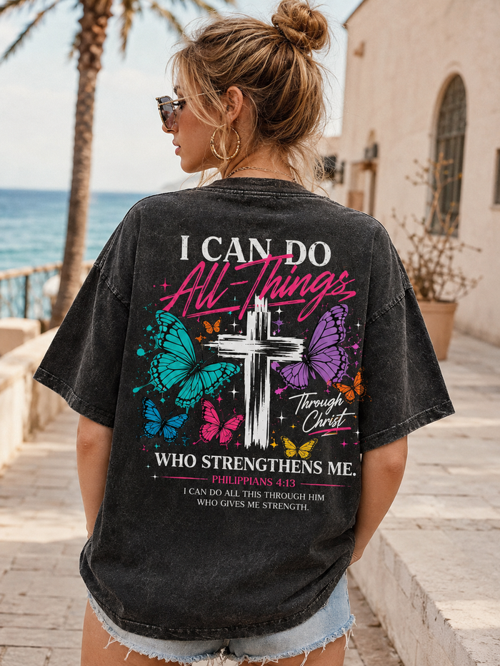 Faith Over Fear – Vintage Butterfly Cross T-Shirt