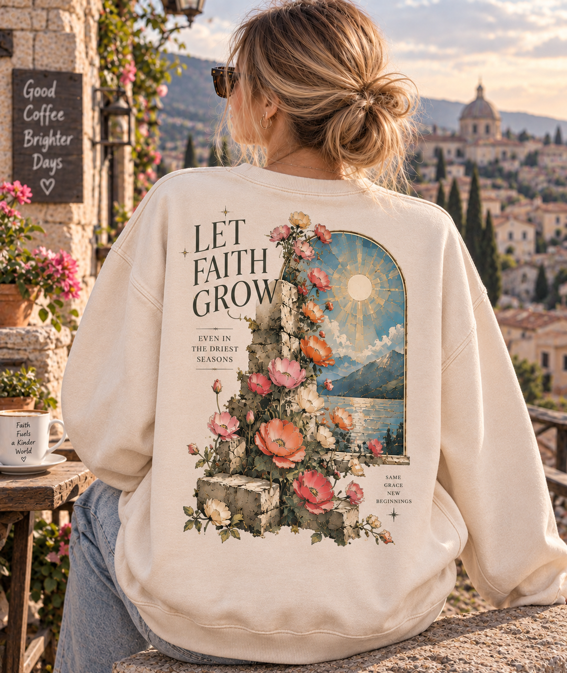 Let Faith Grow – Vintage Floral Sweatshirt