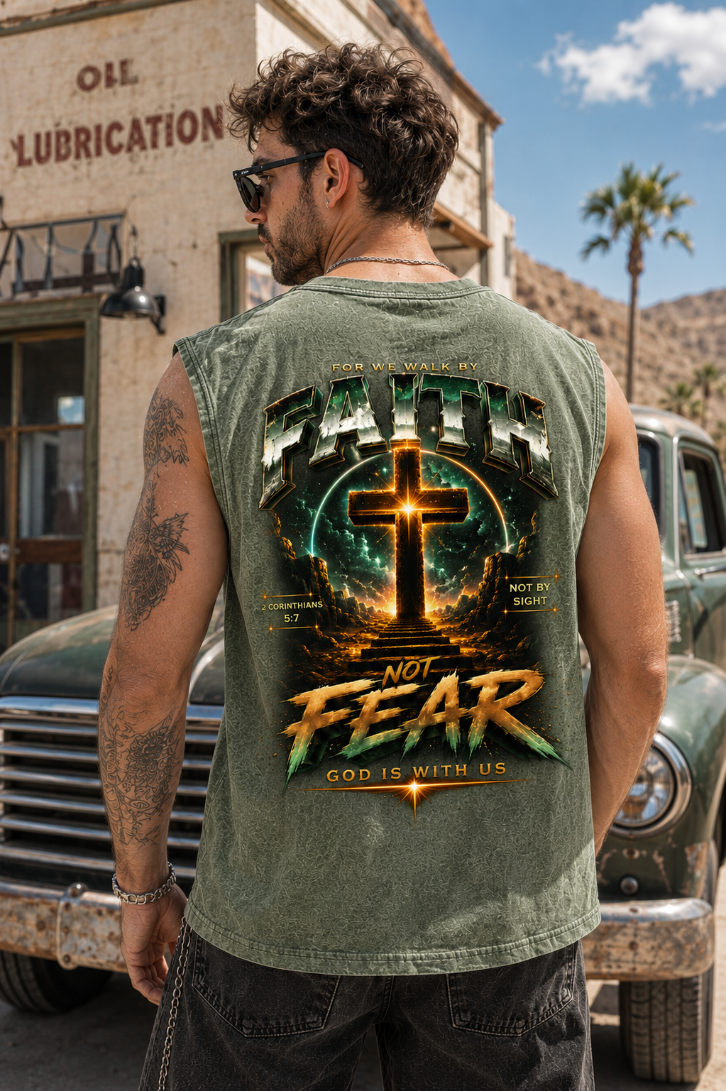 Faith Not Fear – Washed Black Vintage Tank Top