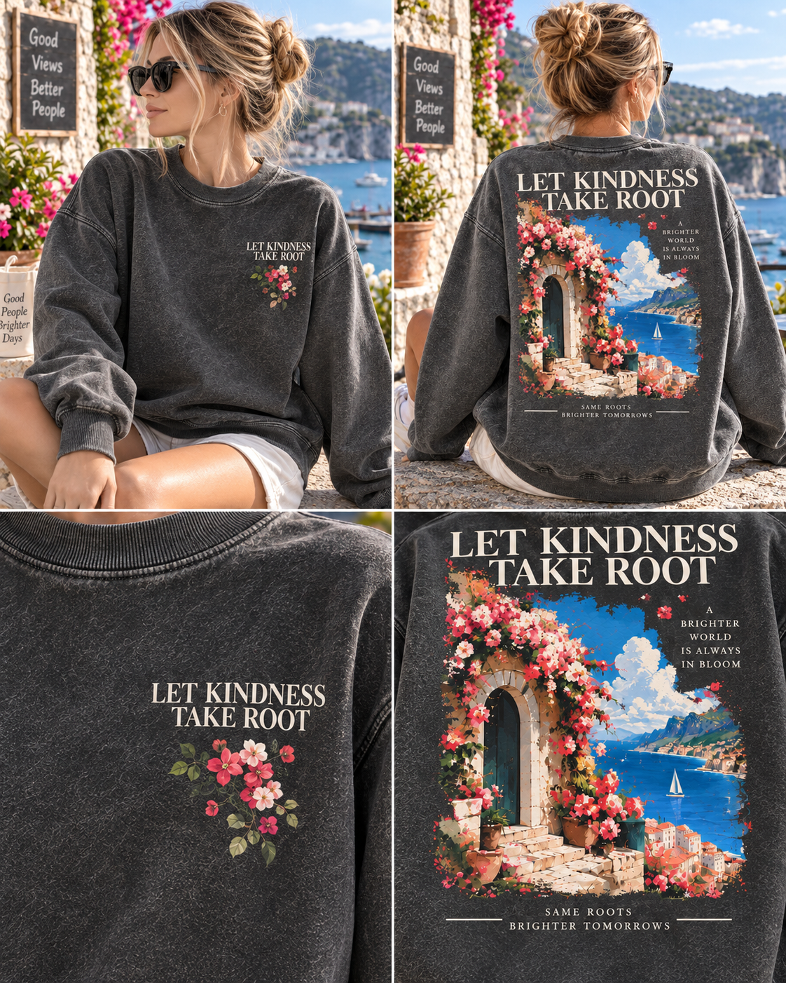 Let Kindness Take Root – Vintage Floral Sweatshirt