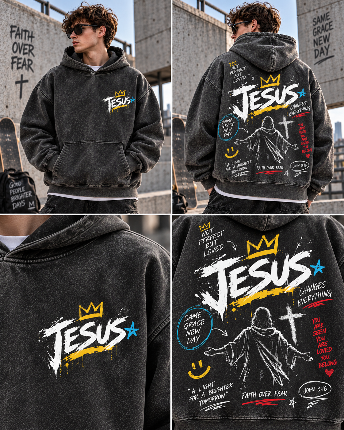 Faith Over Fear – Vintage Jesus Hoodie