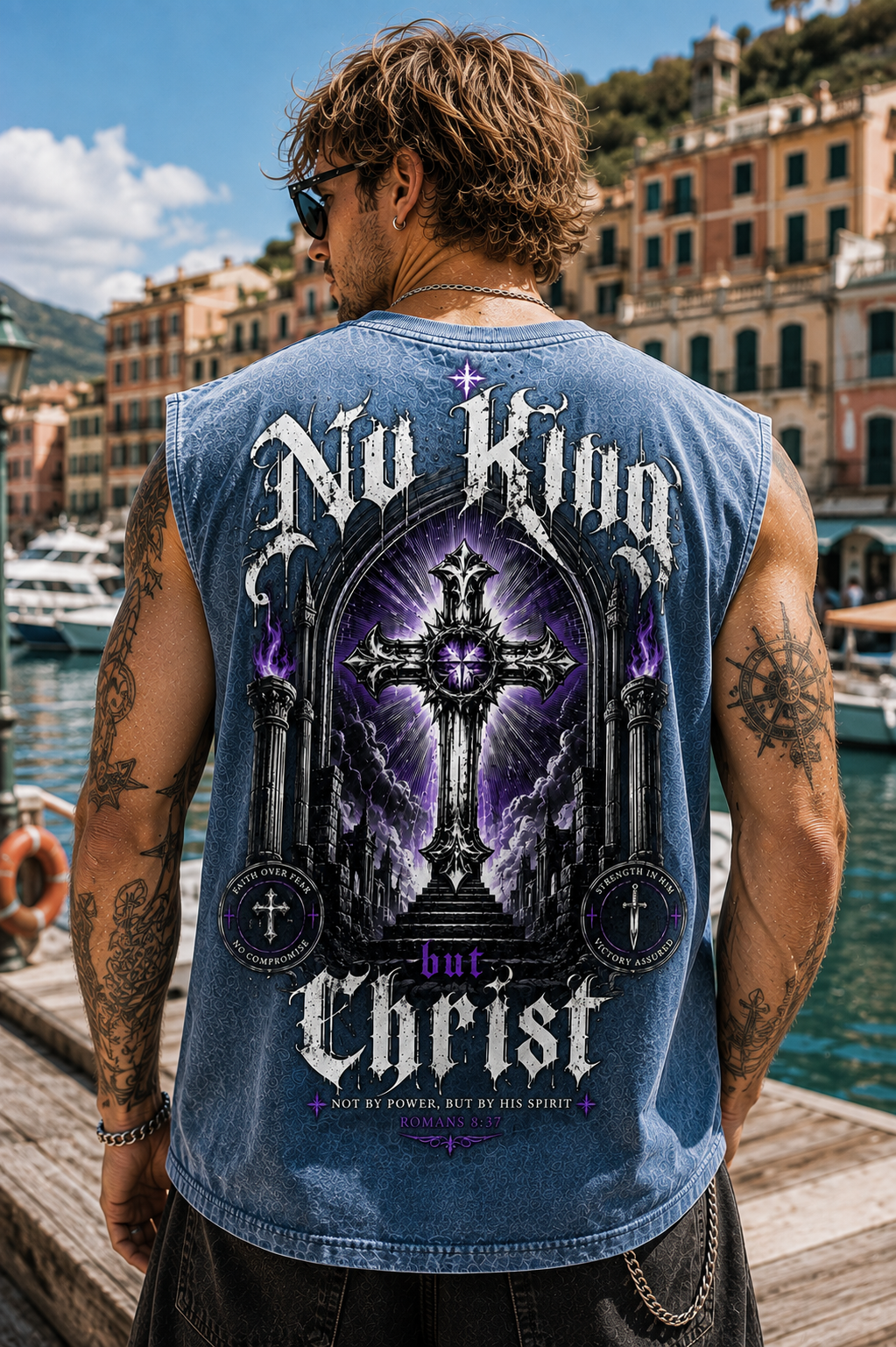 No King But Christ — Washed Black Gothic Tank Top