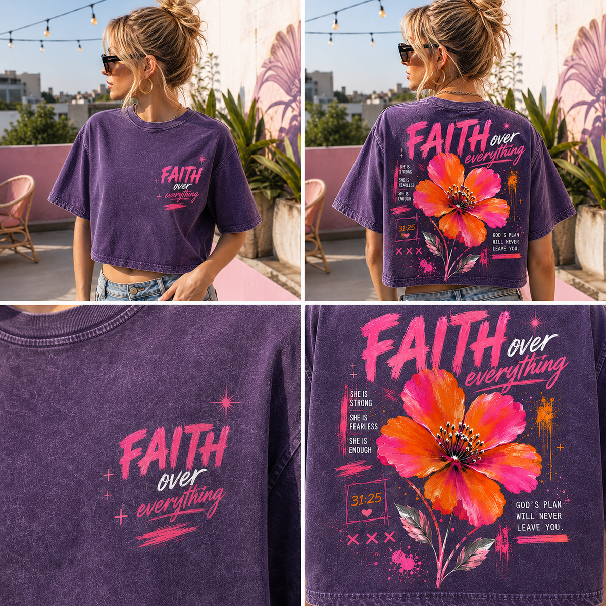 Faith Over Everything – Women’s Vintage Crop Tee