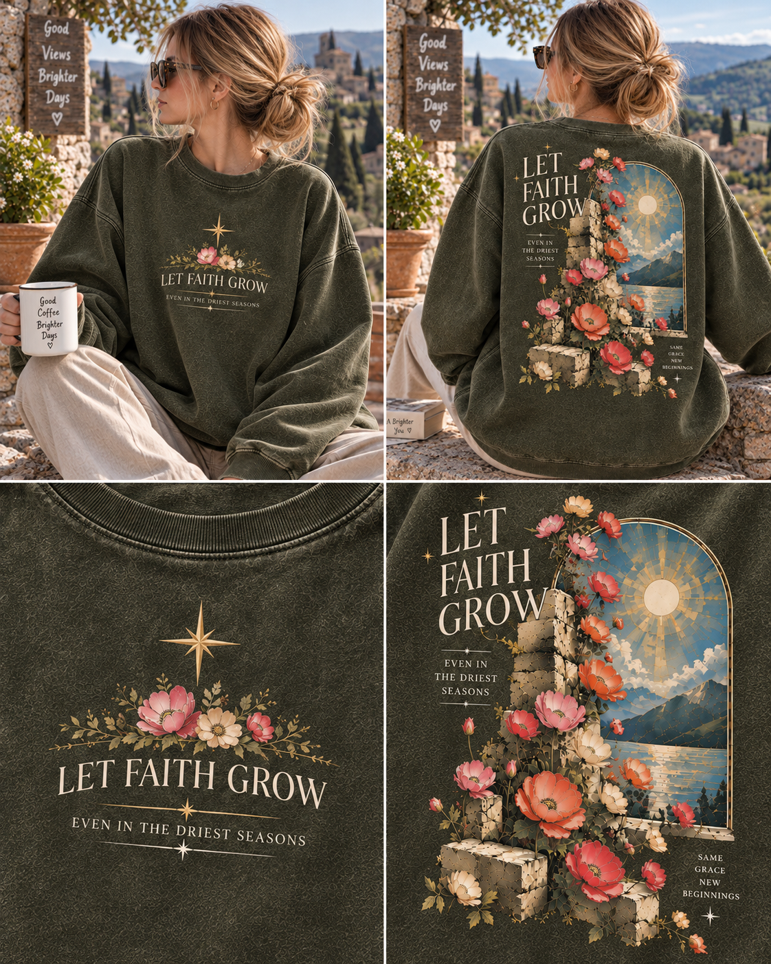 Let Faith Grow – Vintage Floral Sweatshirt