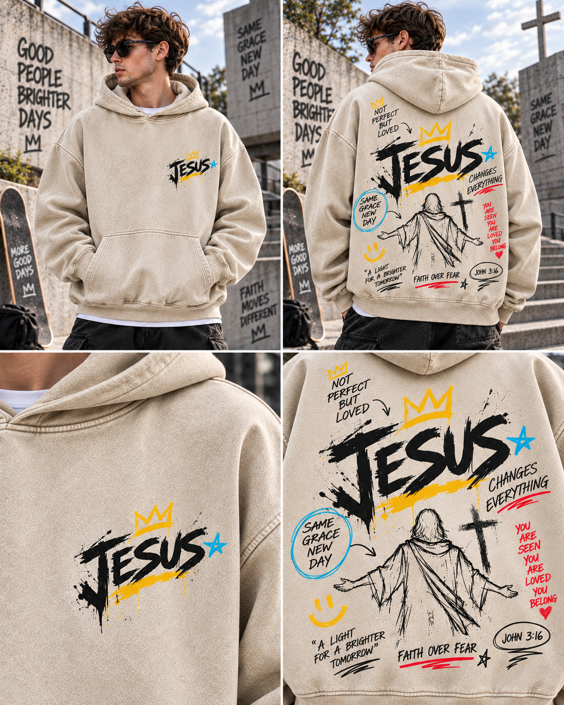 Faith Over Fear – Vintage Jesus Hoodie