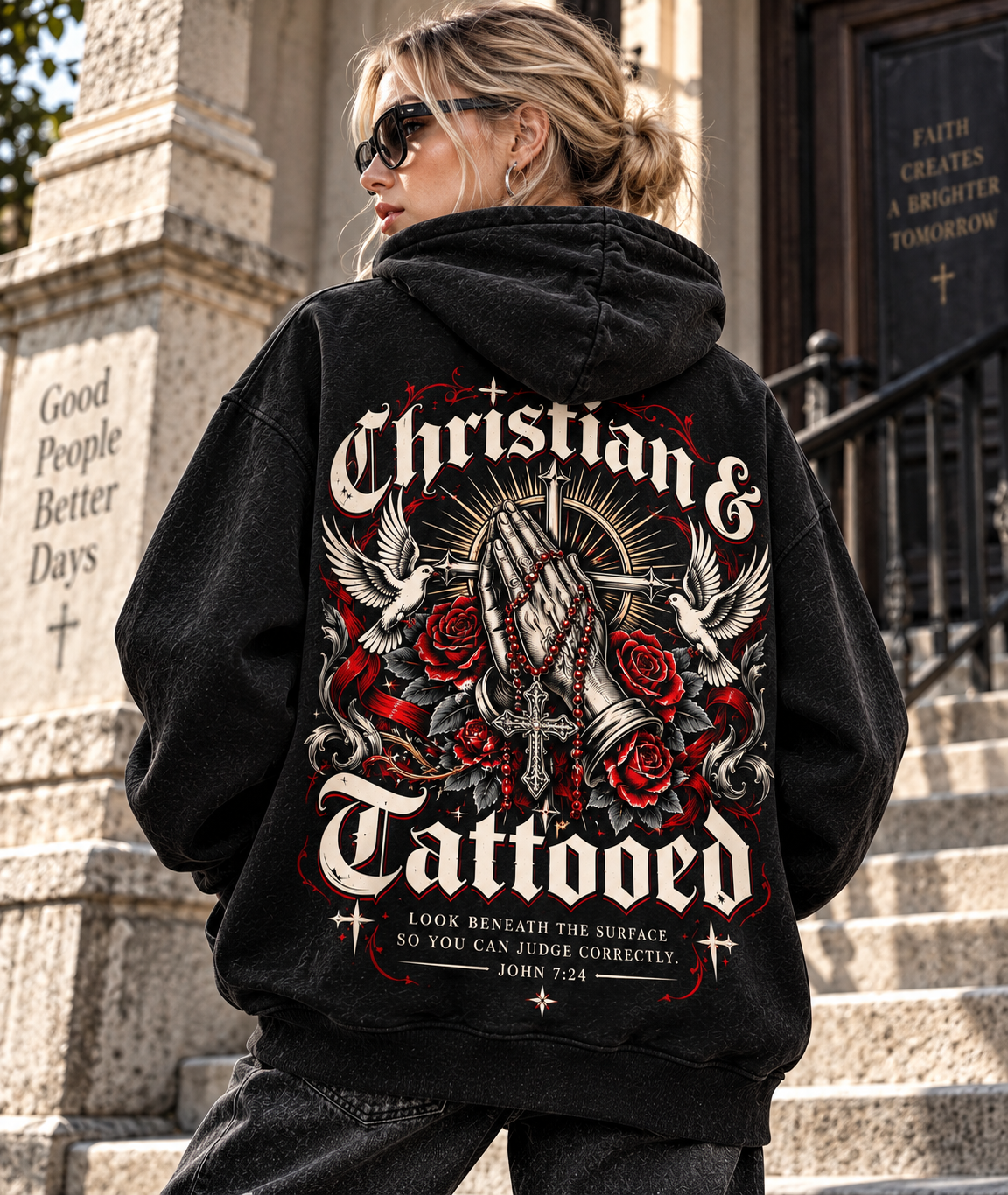 Christian & Tattooed Vintage Hoodie – Gothic Faith