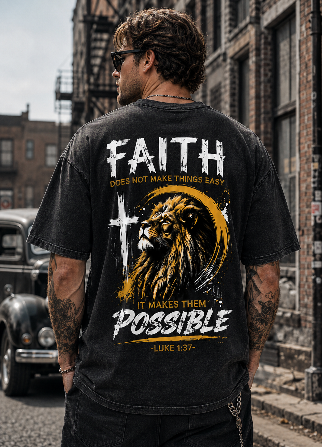 Faith Lion Vintage Graphic Tee