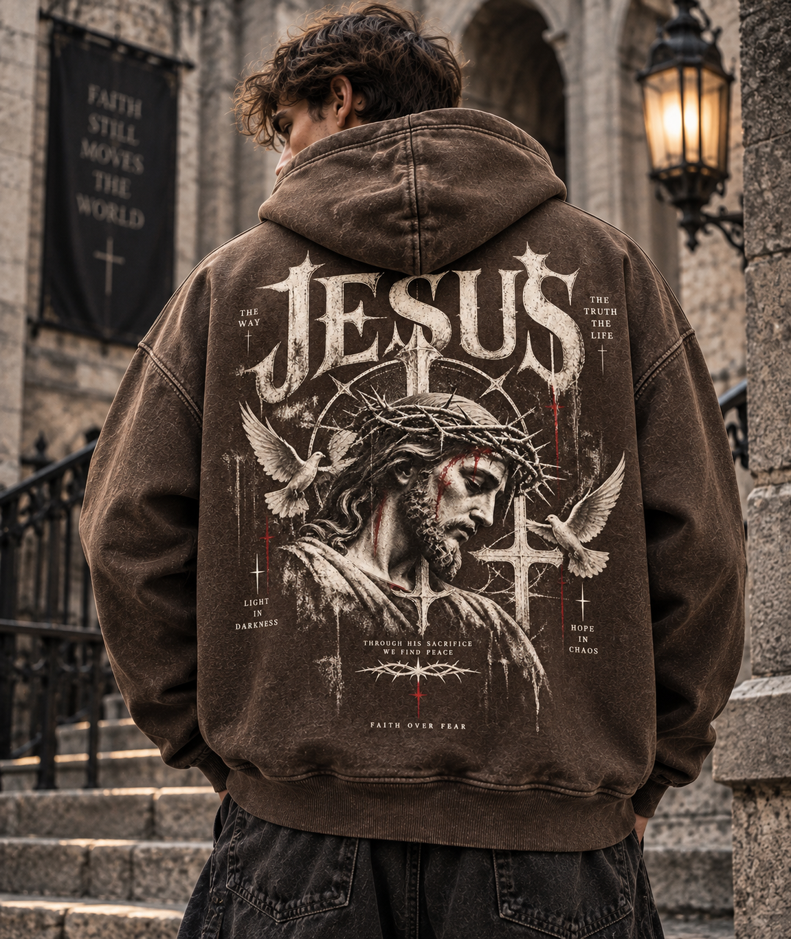 JESUS Faith Over Fear – Vintage Washed Hoodie