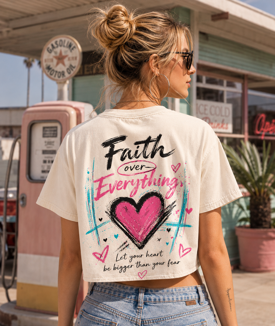 Faith Over Everything – Vintage Heart Crop Tee