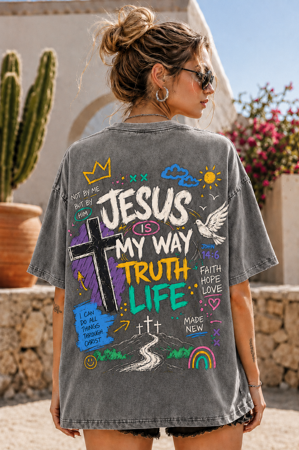 Jesus Is My Way – Vintage Washed Graphic Tee