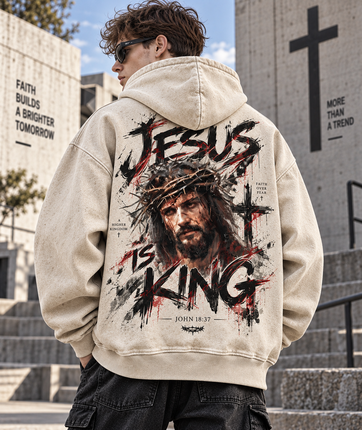 Jesus Is King – Faith Over Fear Washed Hoodie