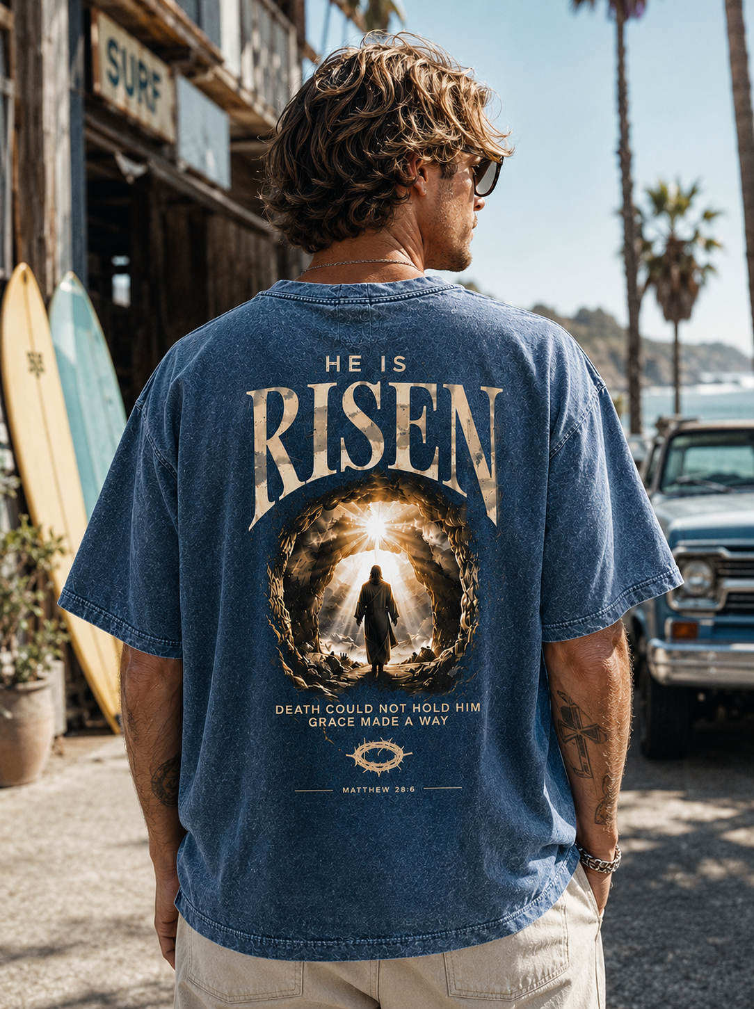 He Is Risen Vintage Graphic Tee
