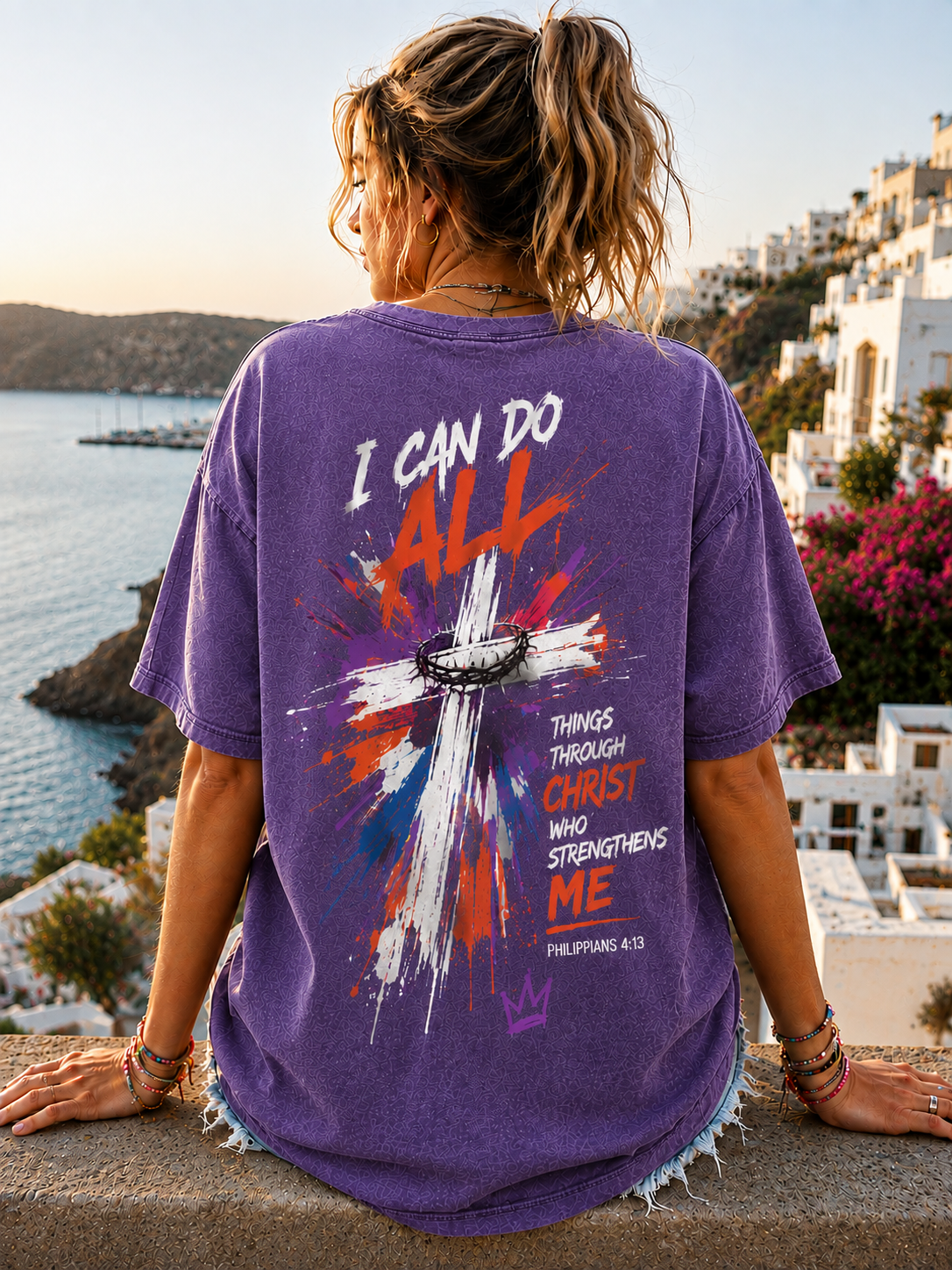 Faith Over Fear – Christian Cross Graphic Oversized T-Shirt