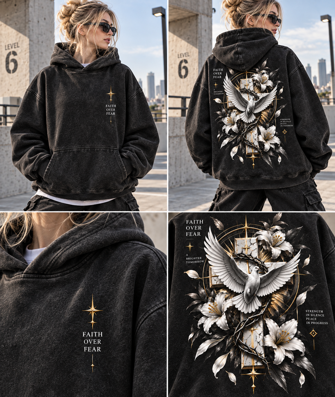 Faith Over Fear Vintage Washed Hoodie