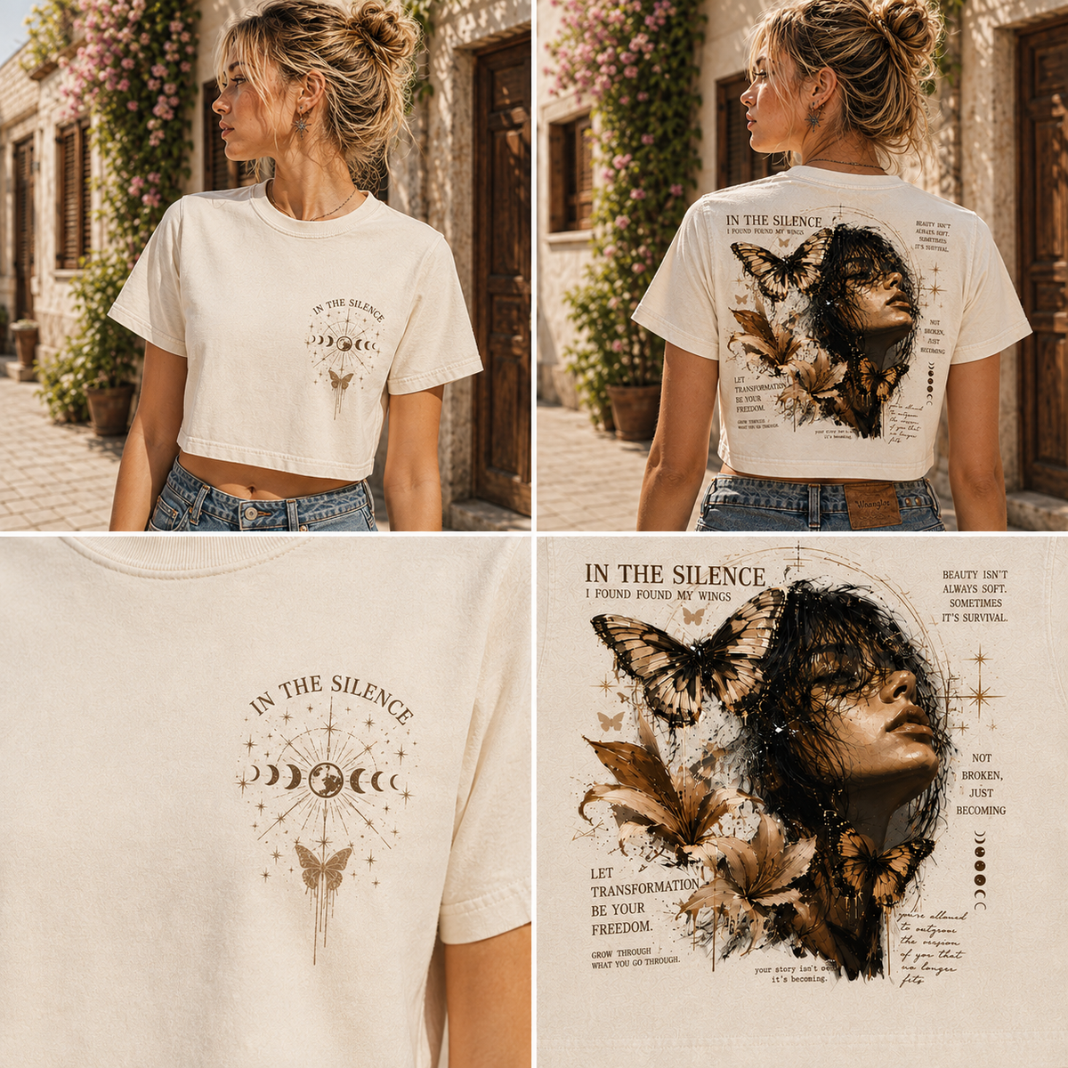In the Silence Butterfly Crop Top