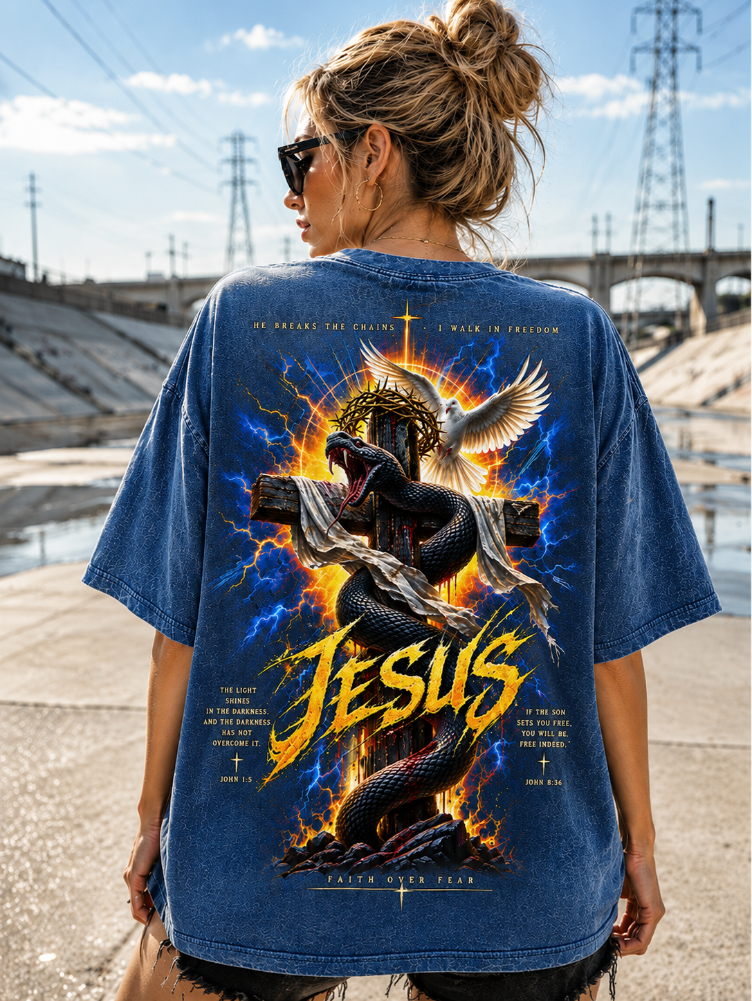Jesus Faith Over Fear Vintage Graphic T-Shirt