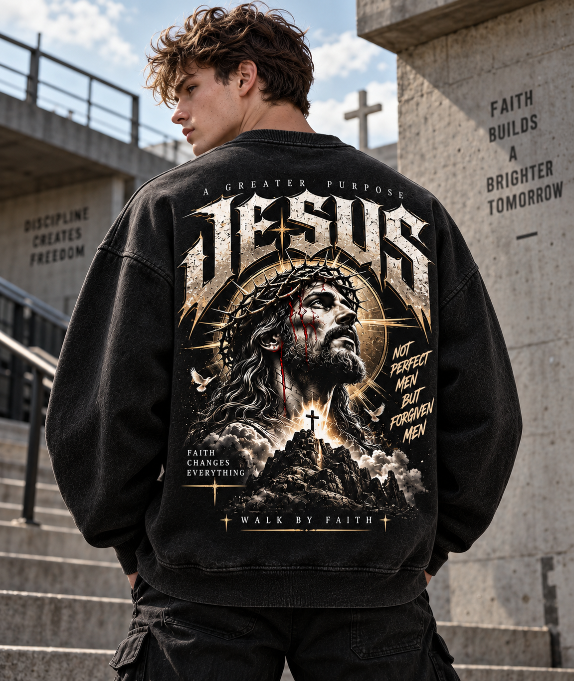JESUS Faith Vintage Sweatshirt – A Greater Purpose