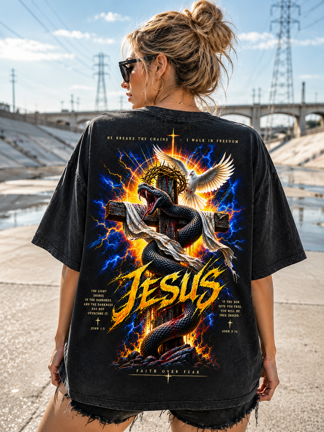 Jesus Faith Over Fear Vintage Graphic T-Shirt