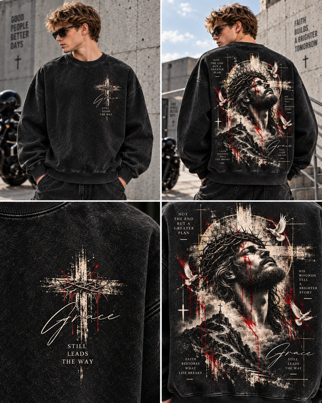 Grace Still Leads The Way – Vintage Faith Washed Sweatshirt