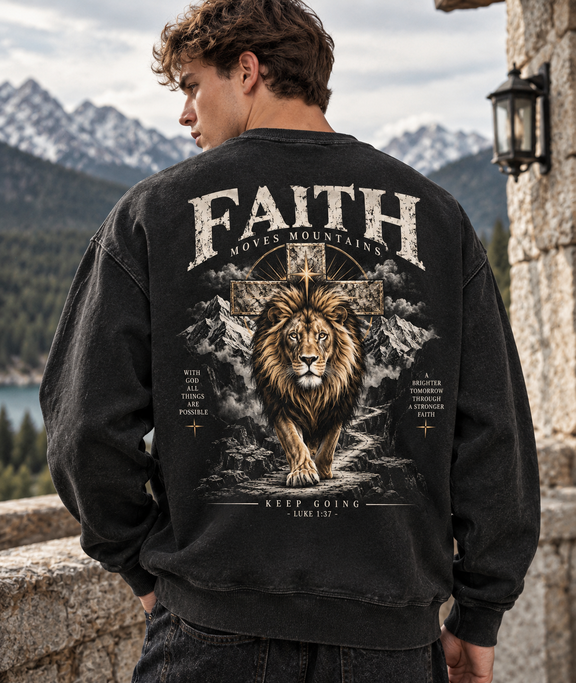 Faith Moves Mountains – Vintage Lion Sweatshirt