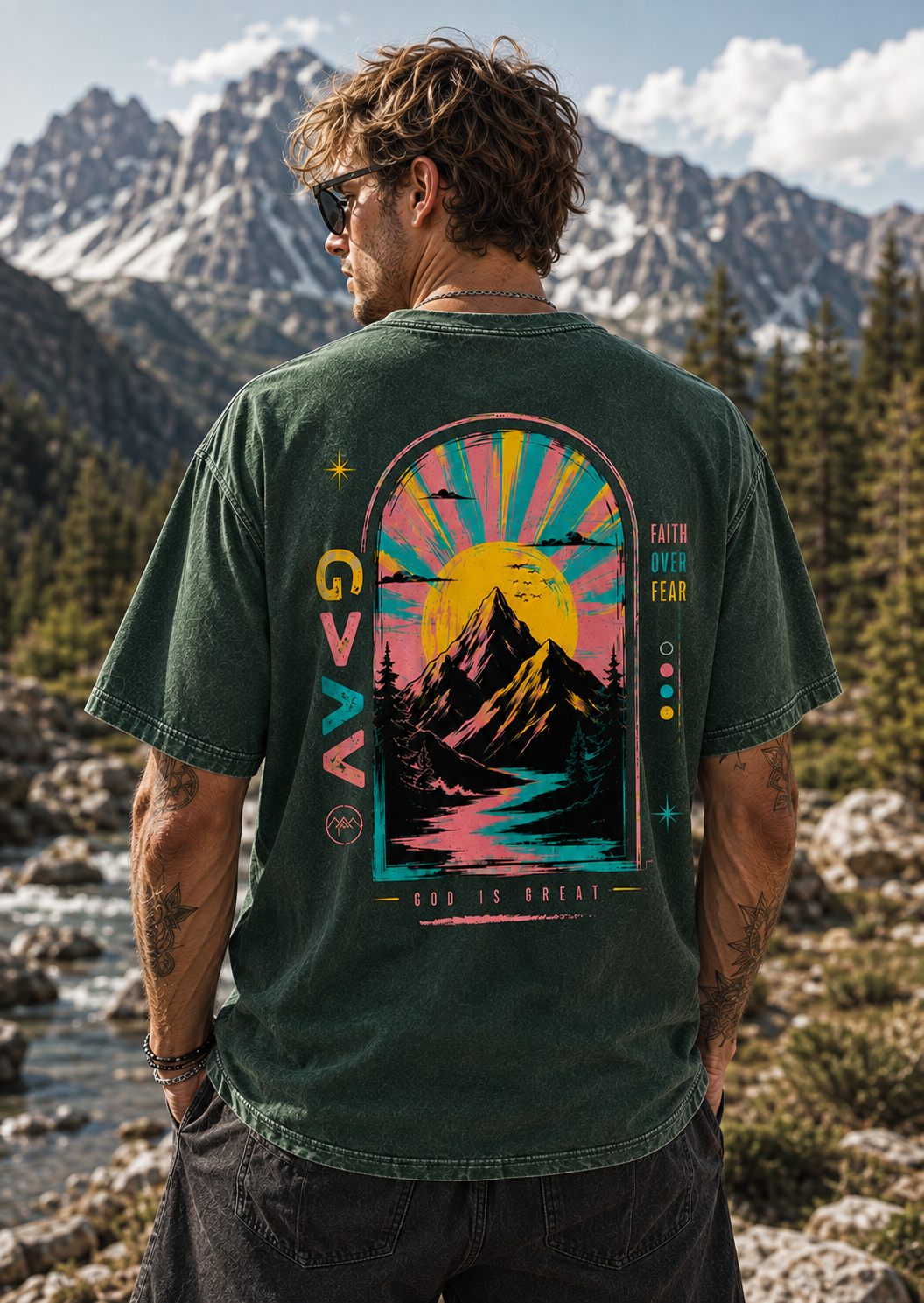 Retro Mountain Faith Graphic Tee