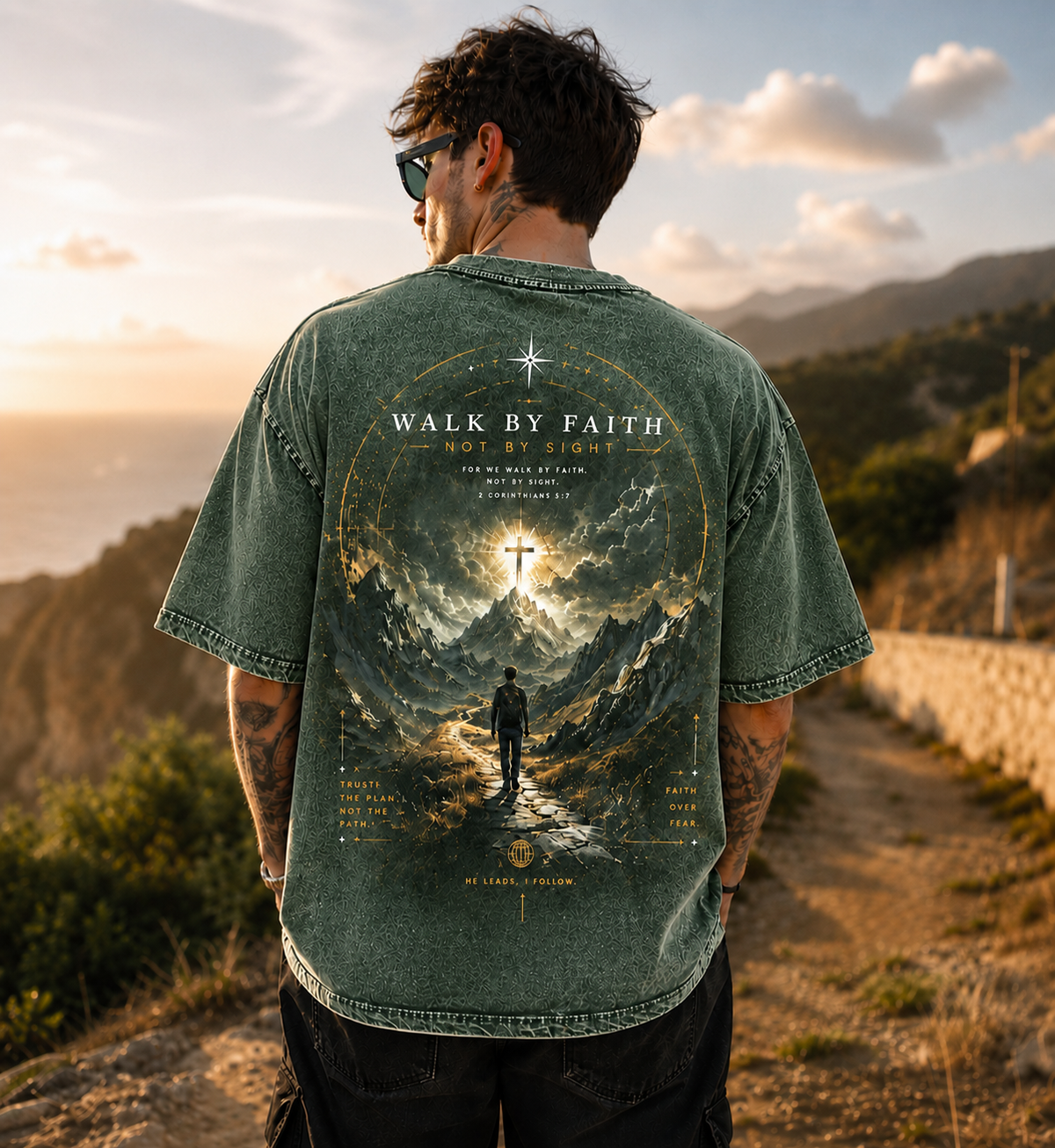 Walk by Faith Vintage Graphic T-Shirt – Unisex Washed Tee