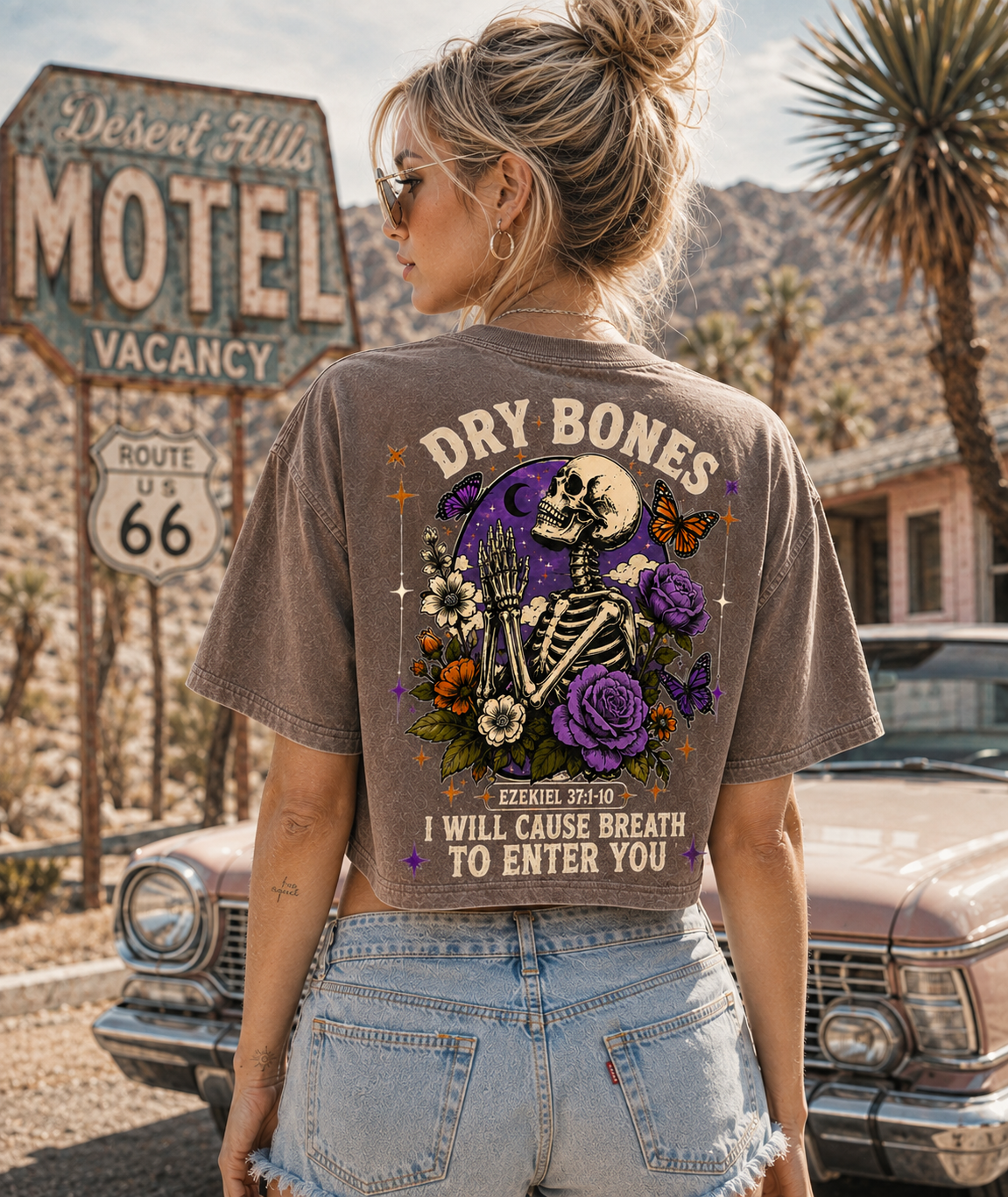 Dry Bones Vintage Graphic Crop Top – Washed Tee