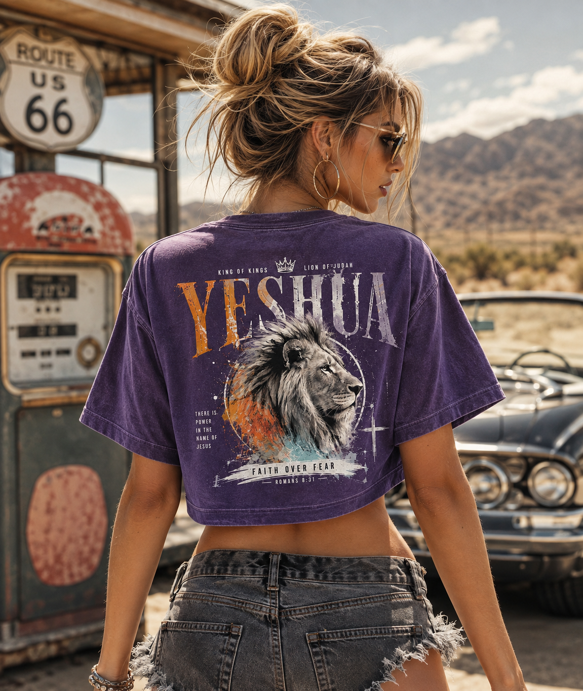 YESHUA Lion of Judah Crop Top – Vintage Faith Tee