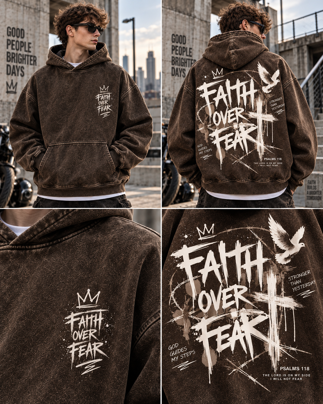 Faith Over Fear – Vintage Washed Hoodie
