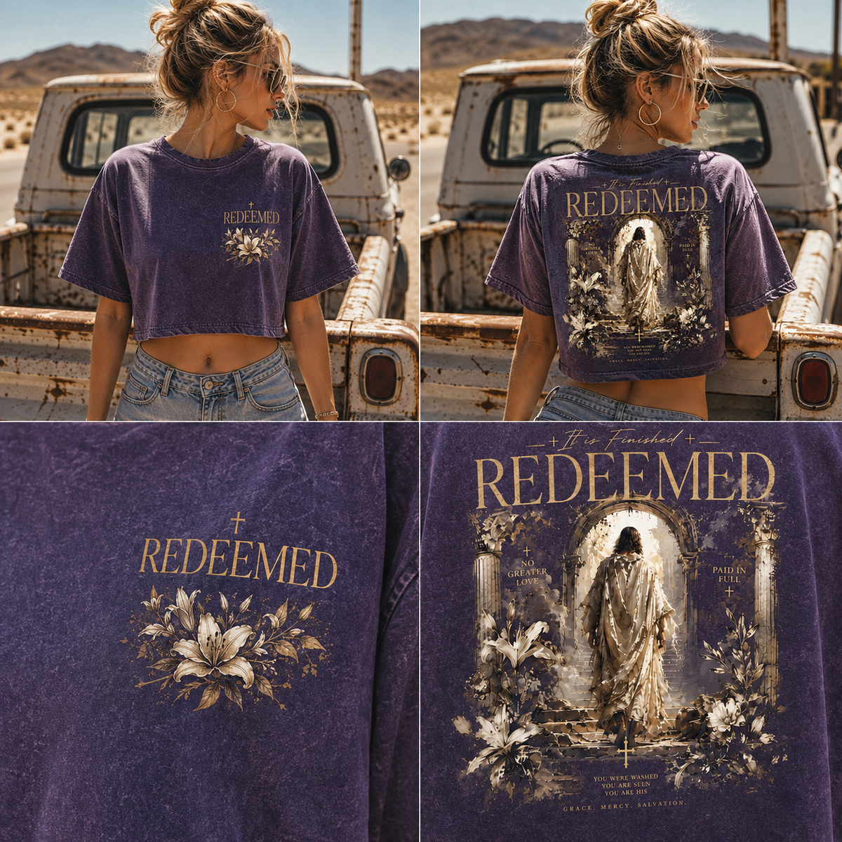 Redeemed Vintage Christian Crop Top – Faith Graphic Tee