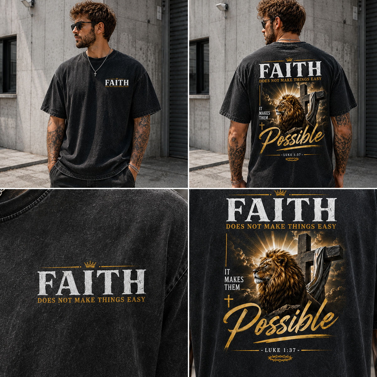 Faith Lion Christian T-Shirt  Faith Lion Graphic Tee