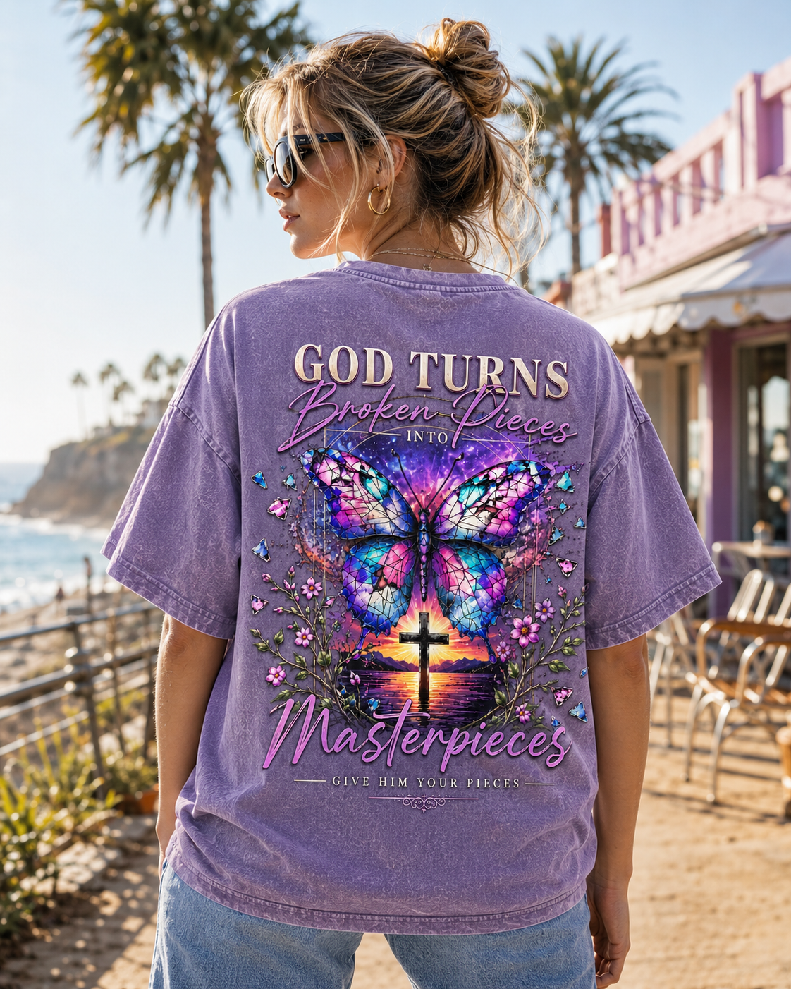 God Turns Broken Pieces Into Masterpieces – Vintage Christian Tee