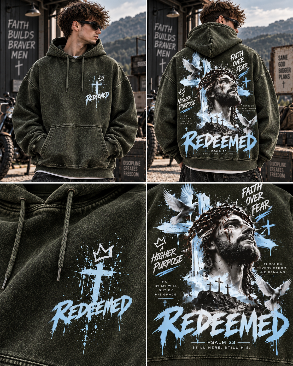⭐ Redeemed Faith Hoodie – Vintage Christian Streetwear