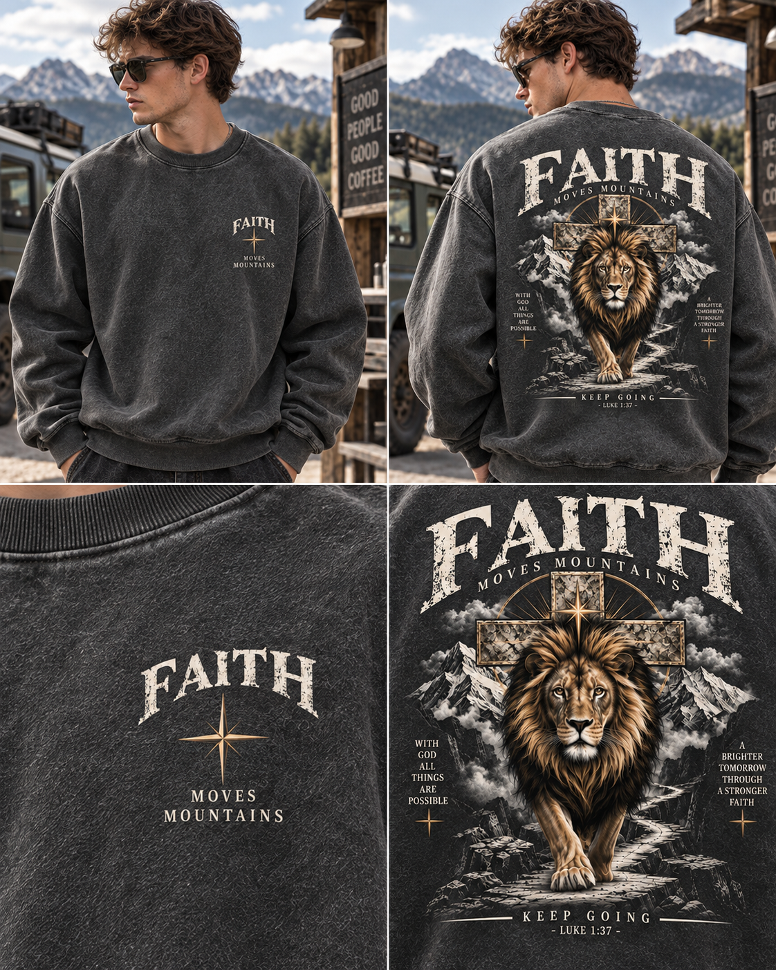 Faith Moves Mountains – Vintage Lion Sweatshirt