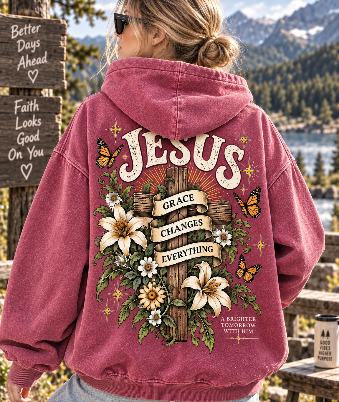 Jesus Grace Changes Everything – Vintage Christian Hoodie