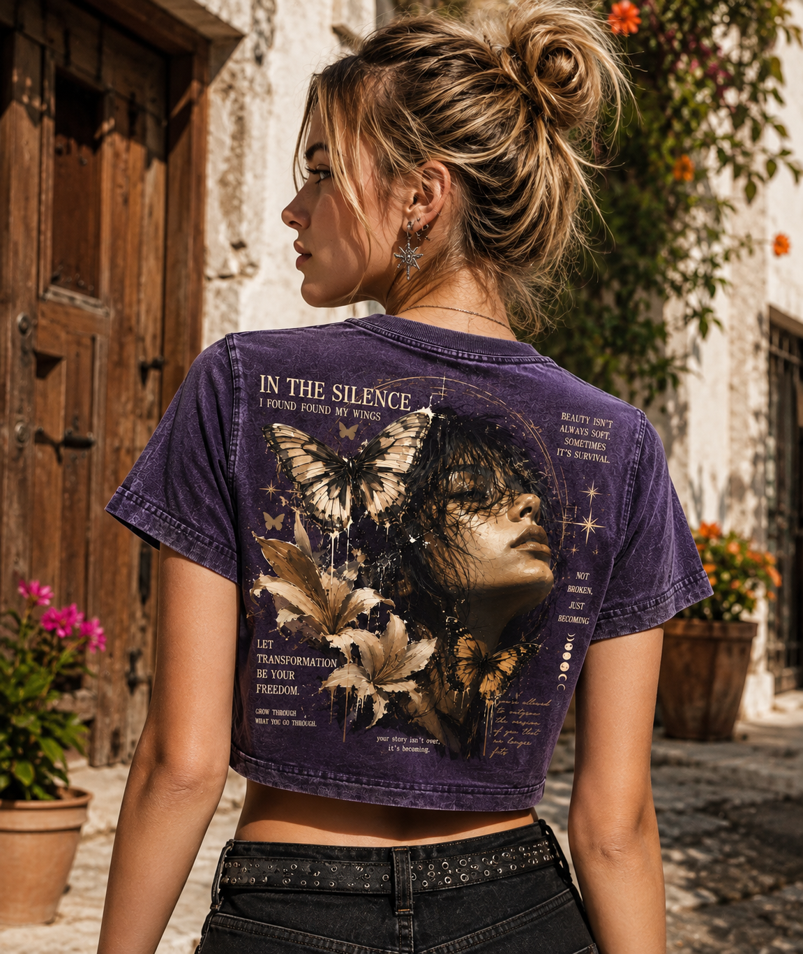 In the Silence Butterfly Crop Top