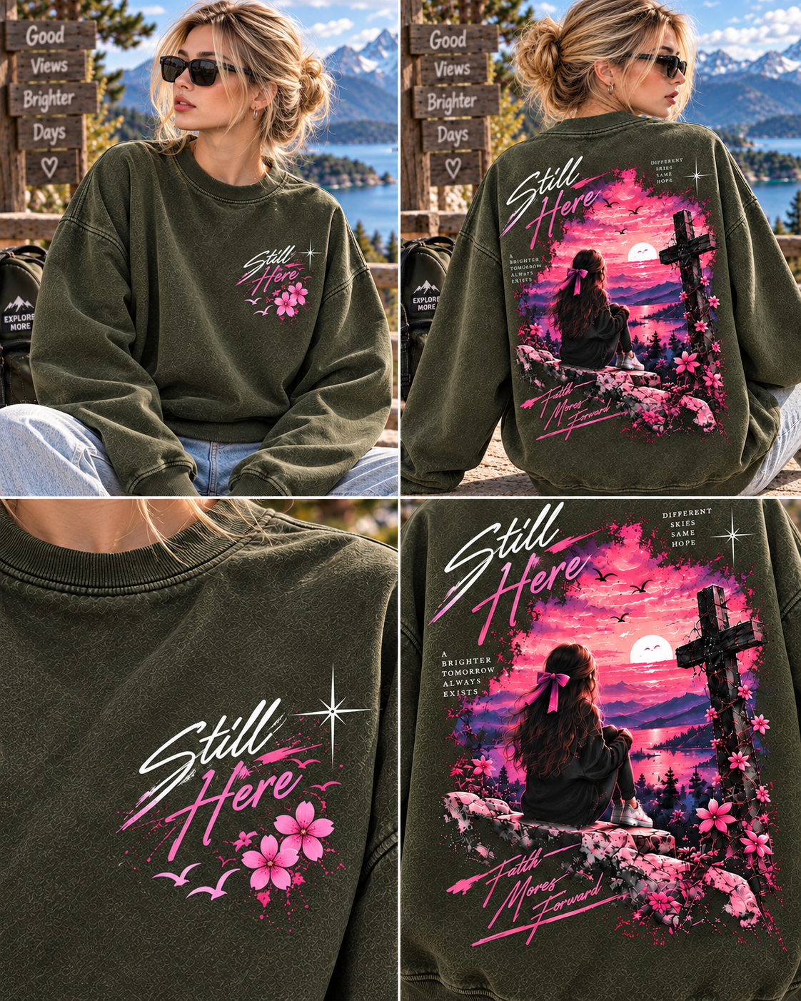 Still Here – Vintage Sunset Graphic Sweatshirt