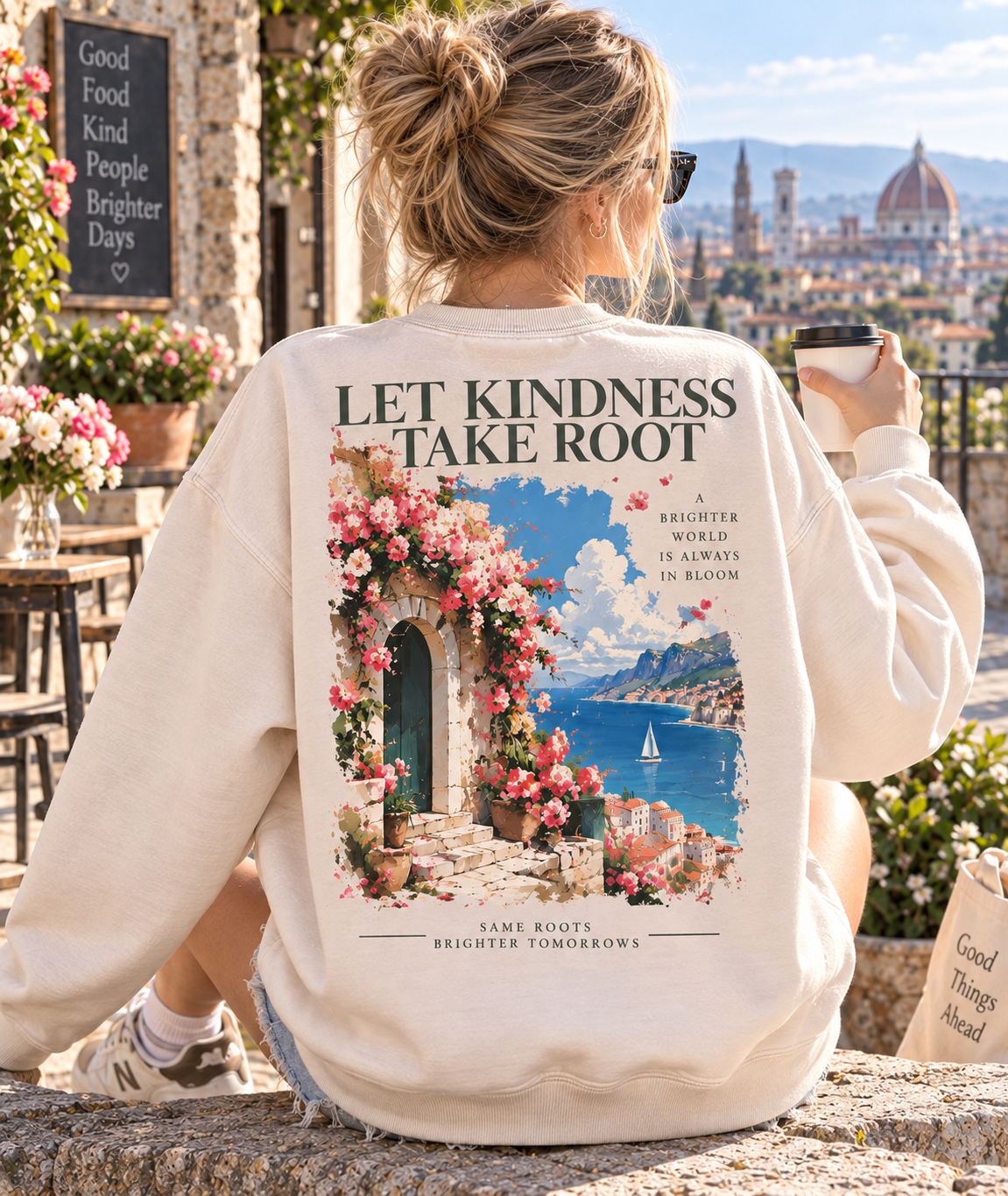 Let Kindness Take Root – Vintage Floral Sweatshirt