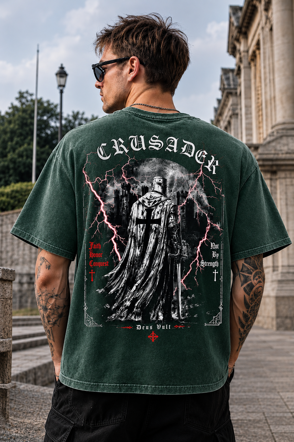 Vintage Crusader Oversized T-Shirt – Washed Black