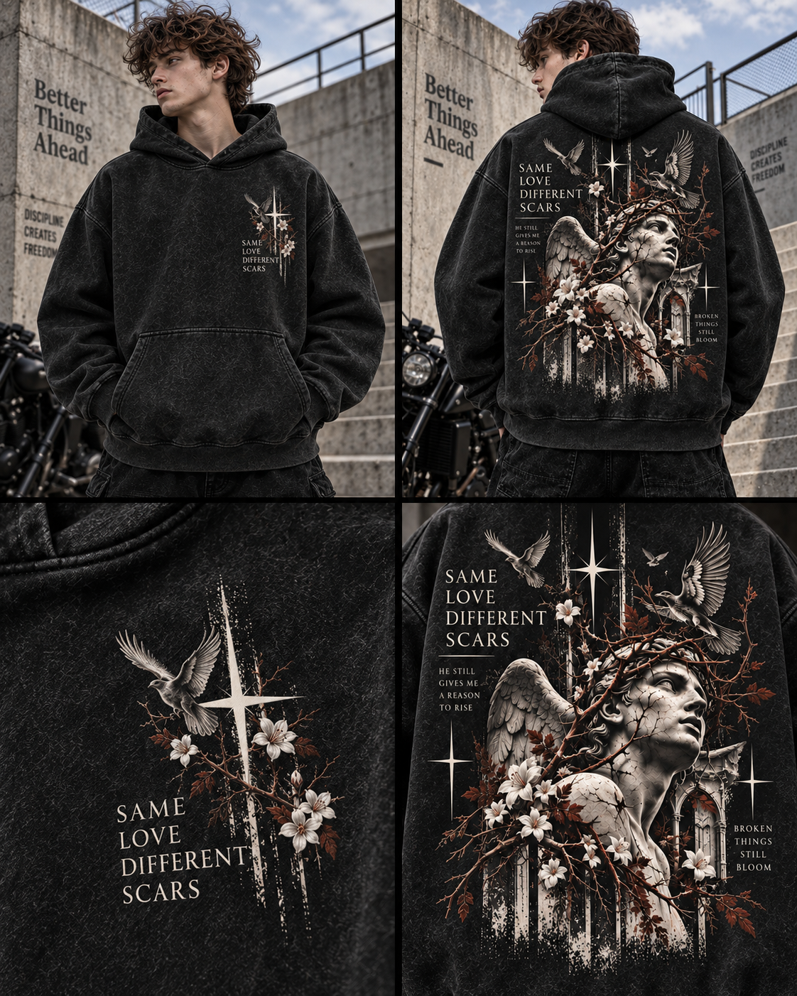 Same Love Different Scars – Vintage Angel Hoodie