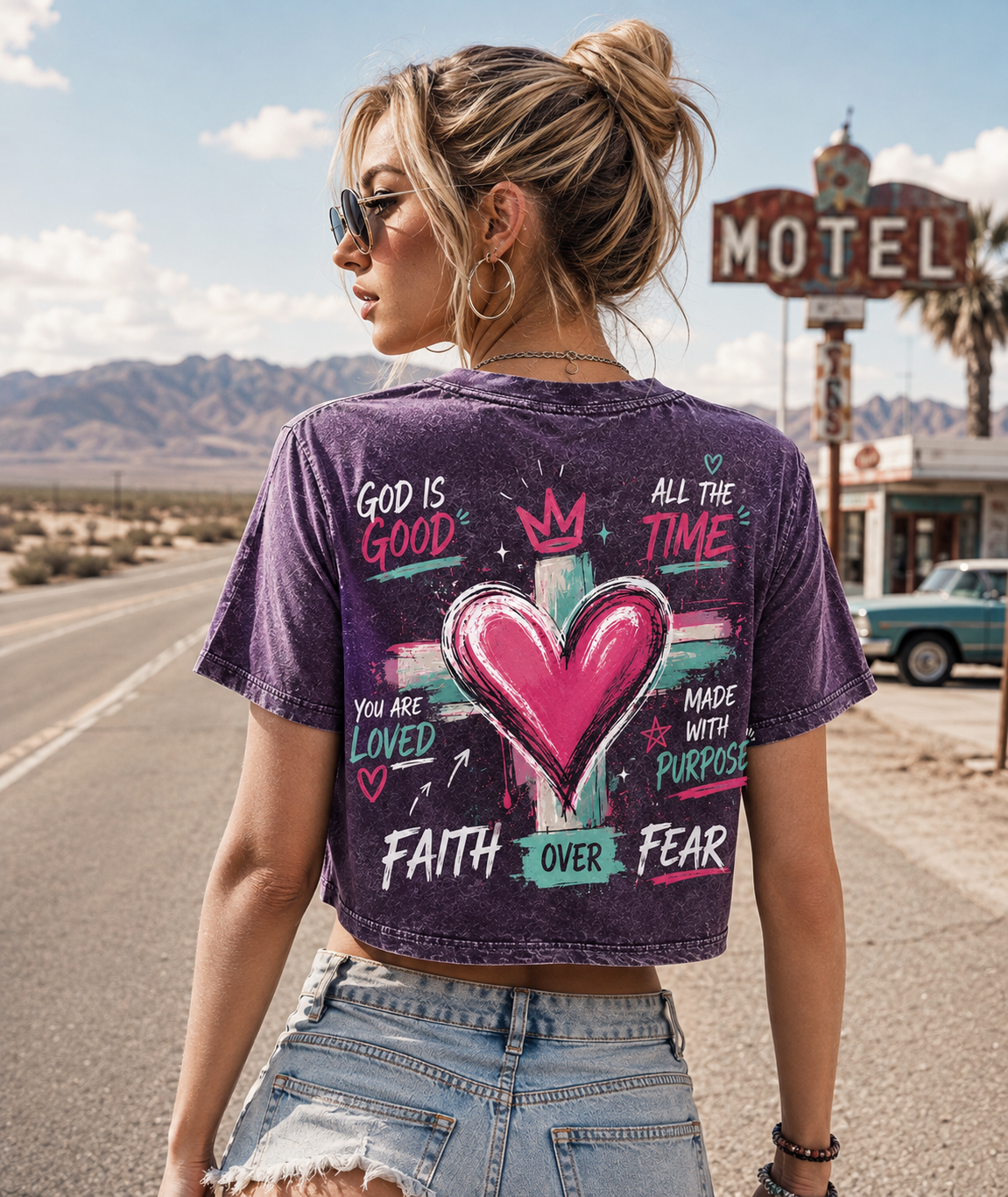 Faith Over Fear – Vintage Washed Crop Top