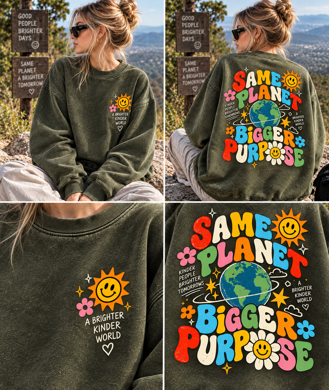 Same Planet Bigger Purpose – Vintage Graphic Sweatshirt