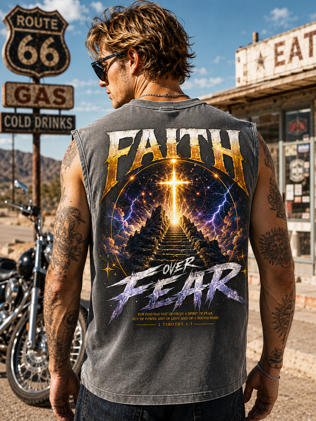 Faith Over Fear Washed Black Tank Top