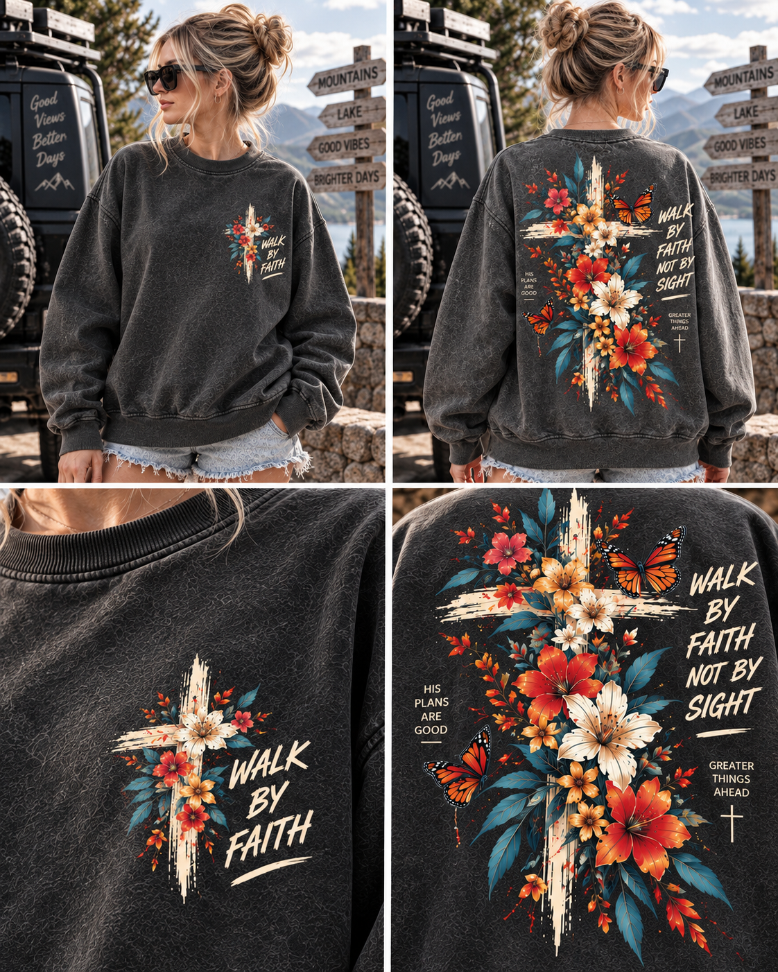 Walk by Faith Floral Sweatshirt