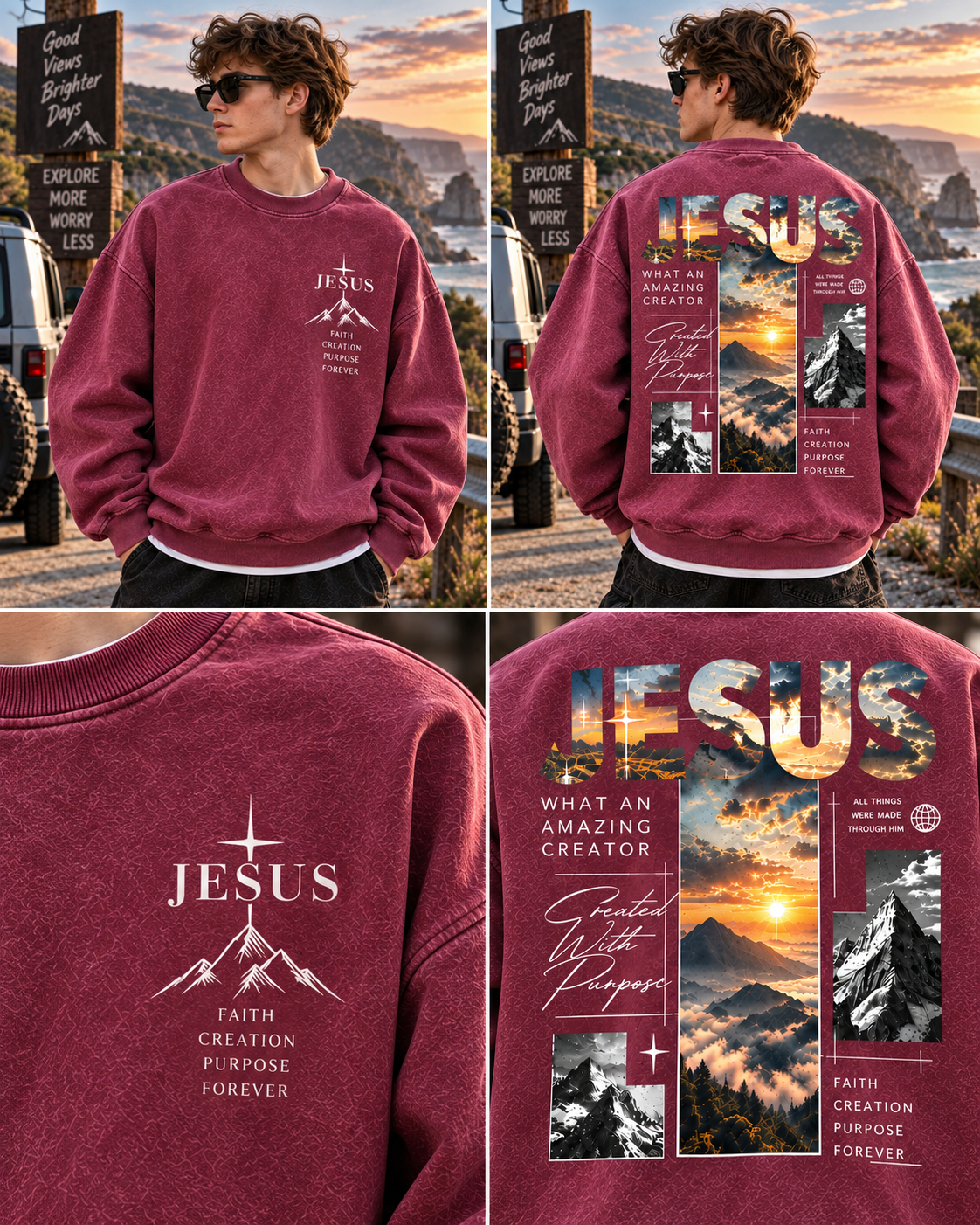 Jesus Mountain Faith Sweatshirt – Vintage Outdoor Style